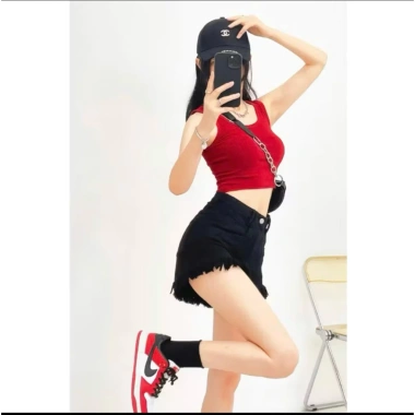 Quần short jean lưng cao túa rua trơn hack dáng PST8.134 - Giá chỉ 129k giảm mạnh