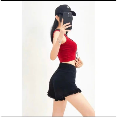Quần short jean lưng cao túa rua trơn hack dáng PST8.134 - Giá chỉ 129k giảm mạnh