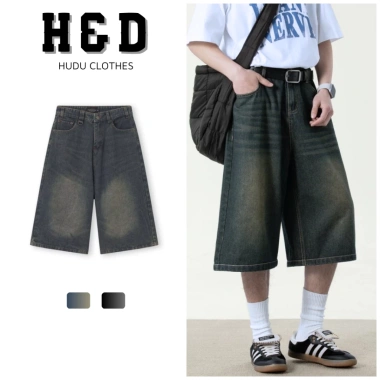 Quần Short Jean Lửng Ống Rộng Nam Retro Hàn Quốc Wide Leg QJ05 - H&D Giá 169k