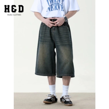 Quần Short Jean Lửng Ống Rộng Nam Retro Hàn Quốc Wide Leg QJ05 - H&D Giá 169k 2 Quần Short Jean Lửng Ống Rộng Nam Retro Hàn Quốc Wide Leg QJ05 - H&D Giá 169k 2