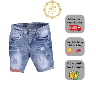 Quần short jean nam cao cấp MJ192 - vải co giãn, dày dặn, loang phong cách, giảm giá 20% 5