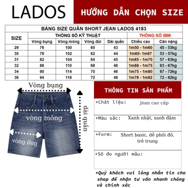 Quần Short Jean Nam LADOS-4.183 - Chất jean cao cấp, đứng form, phong cách trẻ trung, giá ưu đãi 199.000₫