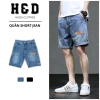 Quần short jean nam ống suông cạp thường cúc bấm điều chỉnh chiều dài QJ03 H&D - Giá ưu đãi 169k 2
