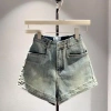 Quần short jean nữ cao cạp form ôm túi lai to siêu co giãn Hotgirl SML 159k 3