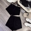 Quần short jean nữ co dãn form ôm, cạp cao, lên cuốn trơn cơ bản, dáng thon AH06 – Giá 159k 7