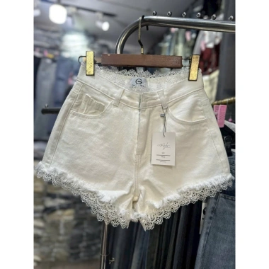 Quần short jean nữ lưng cao, đùi jean siêu hack dáng, phối REN Giá chỉ 139.000₫