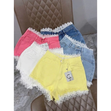Quần short jean nữ lưng cao REN-MS014 chất denim viền tua, giảm giá 139k