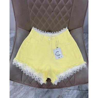 Quần short jean nữ lưng cao REN-MS014 chất denim viền tua, giảm giá 139k