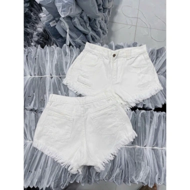 Quần short jean nữ trắng rách đùi lai tua cạp lưng cao hotgirl thời trang 139k 6 Quần short jean nữ trắng rách đùi lai tua cạp lưng cao hotgirl thời trang 139k 6