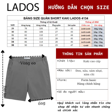 Quần short kaki nam cao cấp LADOS-34.134 Form basic rộng rãi, thoải mái, giảm còn 171k 7