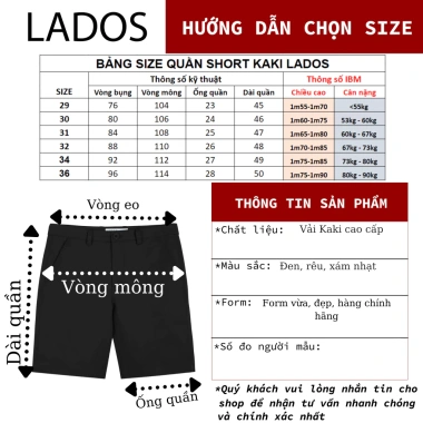 Quần short kaki nam LADOS-14.103, đùi, lưng chun, dây rút, thoáng mát, form đẹp 8