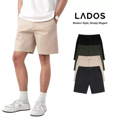 Quần Short Kaki Nam LADOS-4.175 Nút Gài, Lưng Chun Co Giãn, Form Basic Dễ Phối