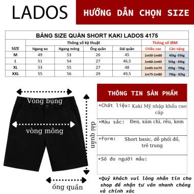 Quần Short Kaki Nam LADOS-4.175 Nút Gài, Lưng Chun Co Giãn, Form Basic Dễ Phối 9 Quần Short Kaki Nam LADOS-4.175 Nút Gài, Lưng Chun Co Giãn, Form Basic Dễ Phối 9