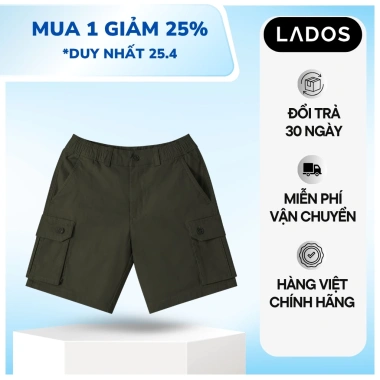 Quần short kaki nam LADOS-4.176, túi hộp, gài nút, lưng chun co giãn, trẻ trung, thoải mái - giá chỉ 244.000₫