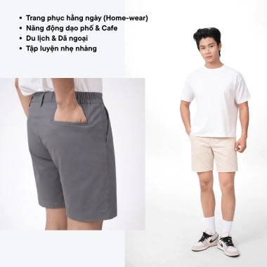 Quần Short Kaki Nam LADOS-4.195 - Chất lụa cao cấp, mềm mịn, form regular, chuẩn size, đẹp mát, dễ phối 8
