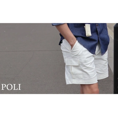 Quần short kaki thun co giản hai túi POLI MAN phối sơ mi form rộng, giá chỉ 520.000 7