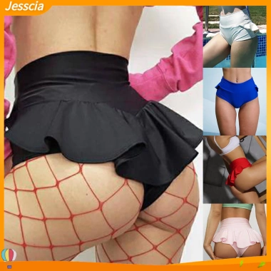 Quần short mini xù cạp cao co giãn thời trang nữ - Đồ chạy bộ thoải mái