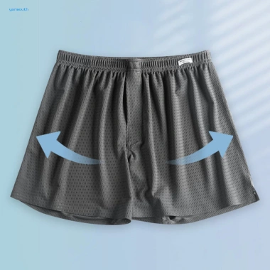 Quần Short Nam Ice Silk Thoáng Khí Mùa Hè, Băng Lụa Mềm Mại, Co Giãn, Eo Thường, Đầu Gối Trơn, Homewear Bãi Biển 289k 2