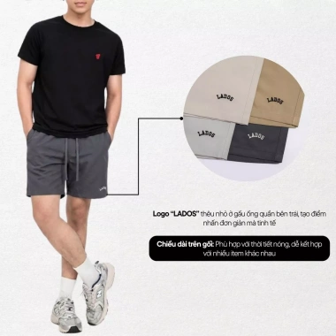 Quần short nam LADOS-4.182 chất kaki lạnh, thêu logo, form trẻ trung, dễ phối đồ 5