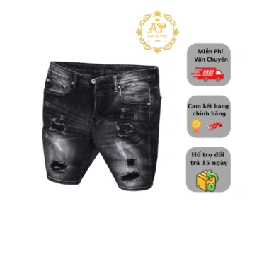 Quần short nam thêu logo chất bò co dãn 4 chiều skinny đẹp rin trơn 125.020 VND 3