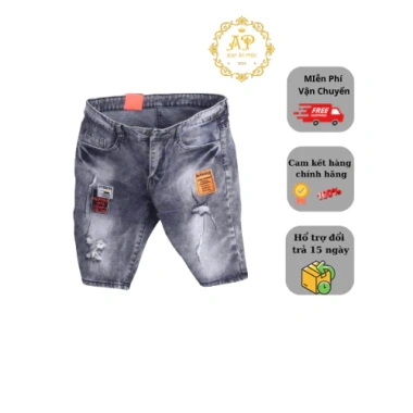 Quần short nam thêu logo chất bò co dãn 4 chiều skinny đẹp rin trơn 125.020 VND 4