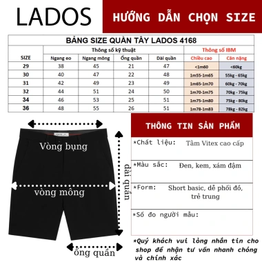 Quần short nam Vitex LADOS-4.168 thoáng mát, regular fit trẻ trung - 199.000 VND