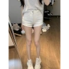 Quần short nữ lưng cao denim co giãn 2 màu đen trắng thời trang Hàn Quốc giá 126k