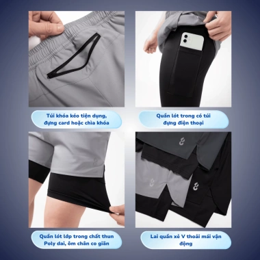 Quần Shorts Thể Thao Chạy Bộ LADOS-4.202 2 Lớp - Lót Thun, Bảo Hộ Tuyệt Đối, 135k 4