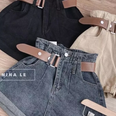 Quần sooc bò da chun, eo bo gấp gấu - Siêu thoải mái, giảm giá 310.500đ 3