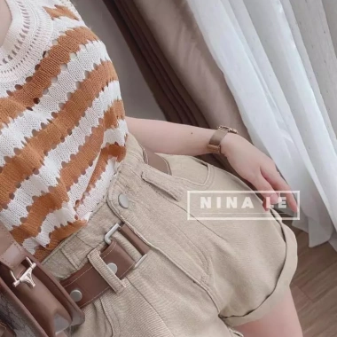 Quần sooc bò da chun, eo bo gấp gấu - Siêu thoải mái, giảm giá 310.500đ 4