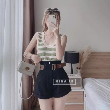 Quần sooc bò da chun, eo bo gấp gấu - Siêu thoải mái, giảm giá 310.500đ 9