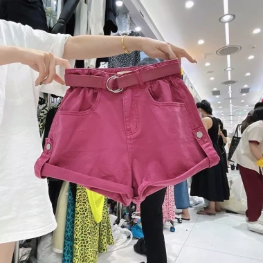 Quần sooc bò đai dù gập vấn gấu tôn dáng Quảng Châu chỉ 270k - thiết kế đẹp