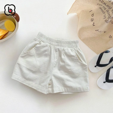 Quần sooc đùi linen kaki mềm bé 9-30kg - màu trắng đen cam - BabyloveGO giảm 105k 6