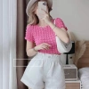 Quần sooc nữ chất tổ ong, chun rút eo, 1 khuy, xinh xắn - Giá chỉ 69.600₫ 2