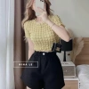 Quần sooc nữ chất tổ ong, chun rút eo, 1 khuy, xinh xắn - Giá chỉ 69.600₫ 4
