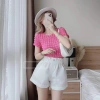 Quần sooc nữ chất tổ ong, chun rút eo, 1 khuy, xinh xắn - Giá chỉ 69.600₫ 7