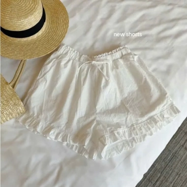 Quần sooc nữ gấu bèo lưng chun viền ren vải kate, túi tiện, chất mát - 89.000đ 4