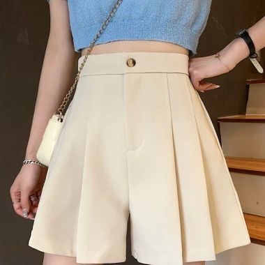 Quần Sooc Nữ Ống Rộng Dáng Váy, Cạp Khuy Đứng Xòe Xinh Xắn - Giá 78.000đ