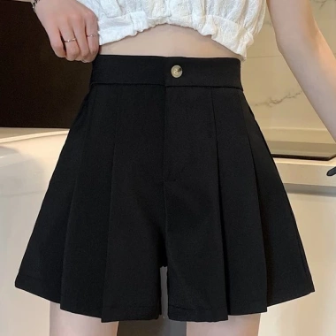 Quần Sooc Nữ Ống Rộng Dáng Váy, Cạp Khuy Đứng Xòe Xinh Xắn - Giá 78.000đ