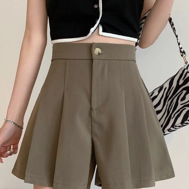 Quần Sooc Nữ Ống Rộng Dáng Váy, Cạp Khuy Đứng Xòe Xinh Xắn - Giá 78.000đ