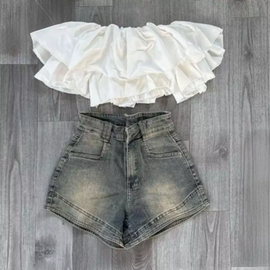 Quần sọt co dãn lai bèo lưng cao ôm dáng, thời trang giá chỉ 159.000₫ 6