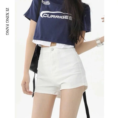 Quần sọt đùi jean nữ cao co dãn, không túi - Thời trang AH8.102 chỉ 159k