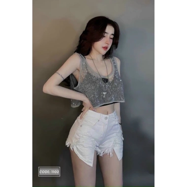 Quần sọt jean đùi nữ lưng cao, túi lộ vải thời trang hack dáng - Giá 129k 3