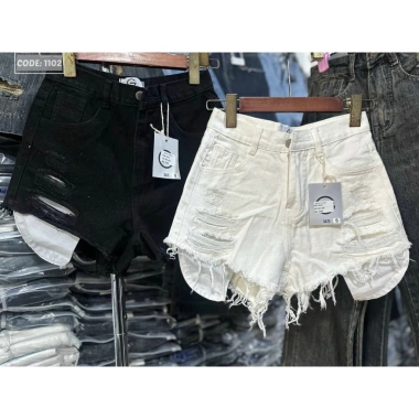 Quần sọt jean đùi nữ lưng cao, túi lộ vải thời trang hack dáng - Giá 129k 5