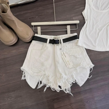 Quần sọt jean lưng cao rách 3 đường lộ, túi hack thời trang - Giá 209.000₫