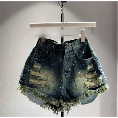 Quần sọt jean lưng cao túi lộ đính đá G 8.136 - Thoải mái, thời trang, giá 139.000đ
