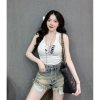 Quần sọt jean lưng cao, túi rách, 3 đường Rêu bụi - giá chỉ 129.000đ 4