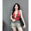 Quần sọt jean lưng cao, túi rách, 3 đường Rêu bụi - giá chỉ 129.000đ 5