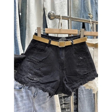 Quần sọt jean nữ lưng cao rách tua rua 3 đường hack dáng thời trang - 129k 3
