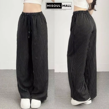 Quần Suông Kẻ Sọc Ống Rộng Cạp Chun Dây Rút Túi Bên Sườn BigSize MiSoul Mall - 95.500₫